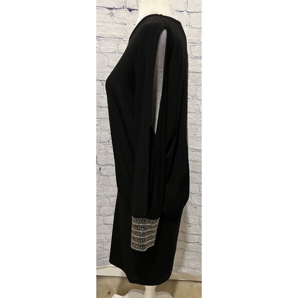 VS Moda International Women's Black beaded open back & arm stretch dress Medium - Picture 6 of 12